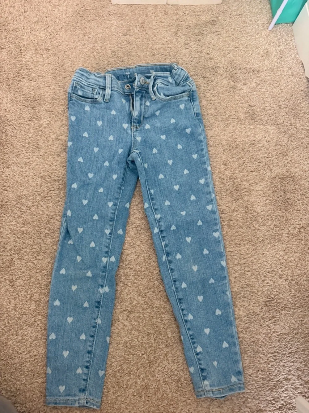 Kids Heart-Print Denim Bottoms - Dark and Light Blue Set
